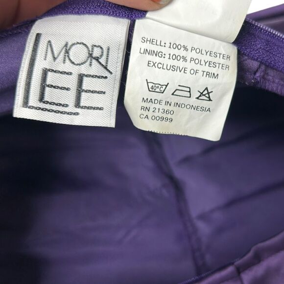 Mori Lee Purple Gown Formal Dress Embroidered Flowers Floral Purple Prom Dress - Picture 7 of 12